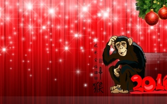 красная обезьяна, новый год, 2016, красний